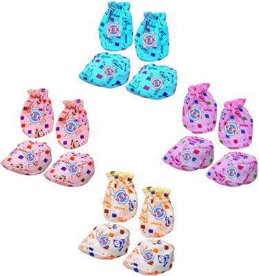 V.B.K Baby Mittens and Booties Set, Pack Of 4, 0 to 6 Month, Hosiery Fabric(Multicolor)