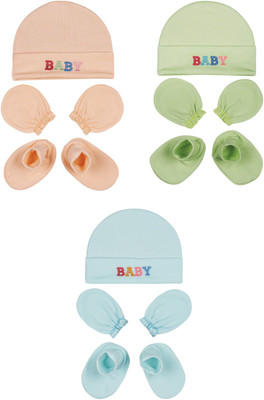 MEEOWMEE Newborn Baby Mitten Sets with Cap and Booties Set/Newborn Gloves Set(Multicolor)