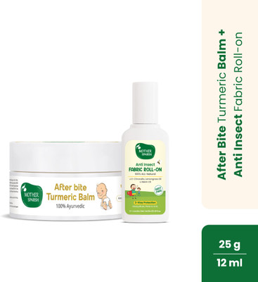 Mother Sparsh After Bite Turmeric Balm 25gm + Natural Fabric Roll On 12ml(White)