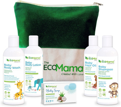 The Eco Mama 5 in 1Baby Skin & Hair Care Combo Kit(Medium)Suitable for all Skin types(Green)