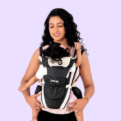 LuvLap Elegant Baby Carrier with 4 carry positions, for 4 to 24 months baby, Baby Carrier(Black, Front Carry facing in)