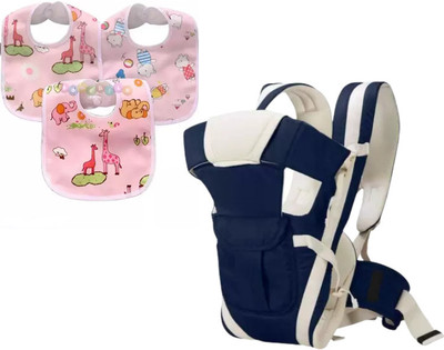 DECRONICS Baby Carrier Bag with 4-in-1 Positions for 0 to 2 Year Baby & Feeding Bibs/Apron Baby Carrier(Multicolor, Front Carry facing in)