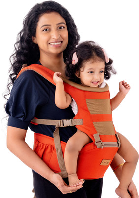 LuvLap Royal Baby Hip Seat Carrier with 4 Carry positions, for 4 to 24 months Baby Carrier(Orange, Hip Carry)