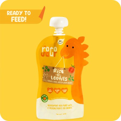 Rorosaur Baby Food - Rice, Lentils with Veggies Porridge for Little Ones, Ready to Eat Cereal(100 g, 6+ Months)