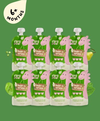 Rorosaur Baby Food - Spinach, Peas & Pear Porridge Puree for Little Ones, Ready to Eat Cereal(800 g, Pack of 8, 6+ Months)