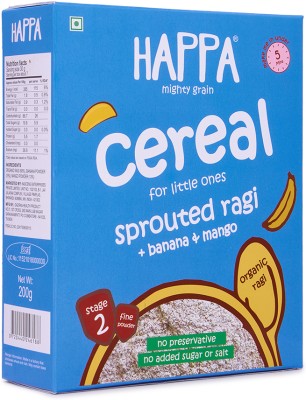 Happa Organic Sprouted Ragi, Mango+Banana porridge mix cereal, baby food Cereal(200 g, 6+ Months)