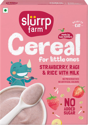 Slurrp Farm No Added Sugar Ragi Strawberry | Mildly Sweetened with Date Powder Instant Cereal(200 g, 6+ Months)