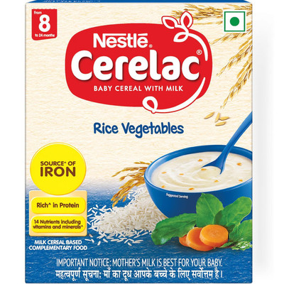 Nestle Cerelac Rice Vegetables Baby Food Cereal for 8 to 24 Month Baby Source of Iron & Protein Cereal(300 g, 8+ Months)