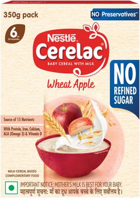 Nestle Cerelac Wheat Apple Baby Food Cereal with No Refined Sugar & No Preservatives Cereal(350 g, 6+ Months)