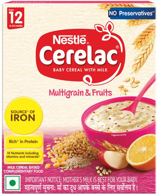 Nestle Cerelac Multigrain & Fruits Baby Food Cereal,No Preservatives, Cereal(300 g, 12+ Months)