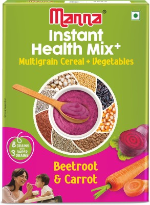 Manna Instant Health Mix+ Multigrain Cereal with Milk, Beetroot & Carrot | 2-6 yr kids Cereal(200 g, 24+ Months)