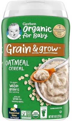 GERBER Baby Cereal Organic 1st Foods, Grain & Grow, Oatmeal Cereal(240 g, 6+ Months)