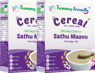 TummyFriendly Foods Organic Sprouted Sathu Maavu Porridge Mix | 400g, (200g each pack) Cereal(400 g, Pack of 2, 8+ Months)