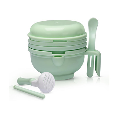 LuvLap 9 in 1 Baby Food Mill Grinding Bowl Grinder Processor, with Multifunction Mash(Light Green)