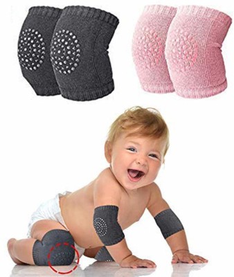 ESAANVIKA Baby Knee Pads Leg Warmers, Baby Crawling Anti-Slip Knee Elastic Pads for Boys Girls Infant Toddler - 2 Pairs Multicolor Baby Knee Pads(PLAIN)