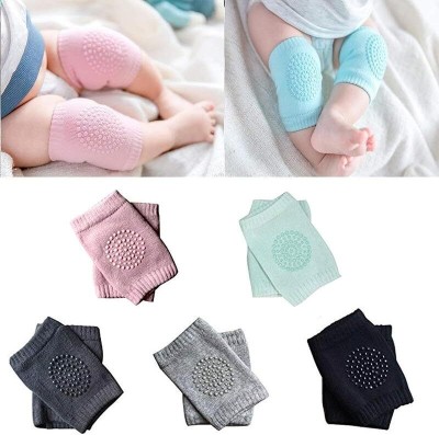 skm Pack of 2 Pair Baby Knee Pads for Crawling,Elbow Safety Stretchable Anti-Slip Multicolor Baby Knee Pads(Padded Elastic Soft Cotton Comfortable Cap Leg Warmer Support Protector Kneecap)