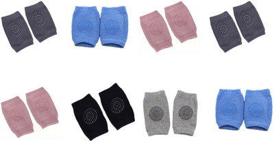 ebizmour Imported Baby Infant Toddler Knee Elbow Pads Anti-Skid Crawling Soft Pads 8Pair Multicolor Baby Knee Pads(Silicon Dots)