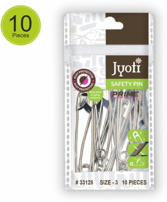 Jyoti Safety Pins - Prime, Strong Nickel Plated Steel, (Size - 3) - 15 Pouches(Silver)