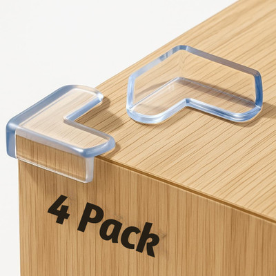 Kizlo Silicone Table Corner Protector for Baby | Edge & Corner Guards (Pack of 4)(Transparent)