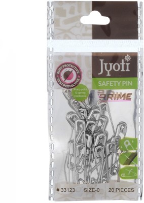 Jyoti Safety Pins - Prime, Strong Nickel Plated Steel, (Size - 0) - 15 Pouches(Silver)