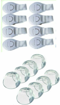 DHASRAM Baby Safety Cabinet Locks/Table Corner Protector,Pack of 16(White)