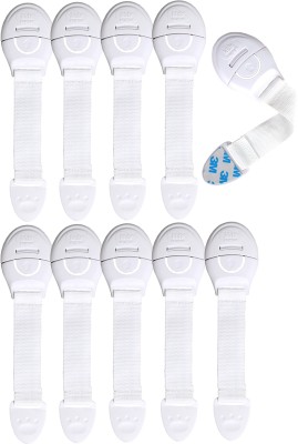 KIDS STATION Made in India Nylon Strap Baby Safety Locks for Kids for Drawer, Furniture(White, Pack of 10 pcs)