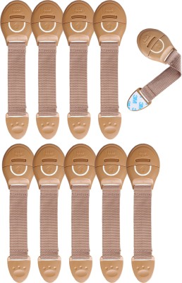 KIDS STATION Made in India Nylon Strap Baby Safety Locks for Kids for Drawer, Furniture(Beige, Pack of 10 pcs)