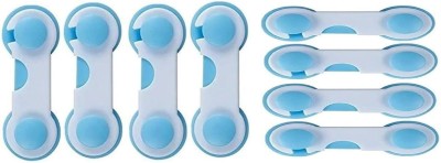 BABY BLOCKS Baby Safety Latch for Cabinets, Drawers, Doors, Cupboard, Toilet Seats|Pack of 8(Blue)