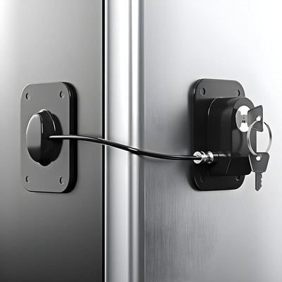 toptiertools Child Safety Device Refrigerator Door Lock With Key And Adhesives - Pack of 2(Black)