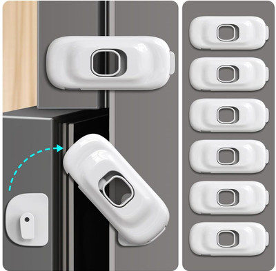 HASTHIP 6Pcs Fridge Locks Drawer Locker for Kids Child Proof Cabinet Refrigerator Locks(White)