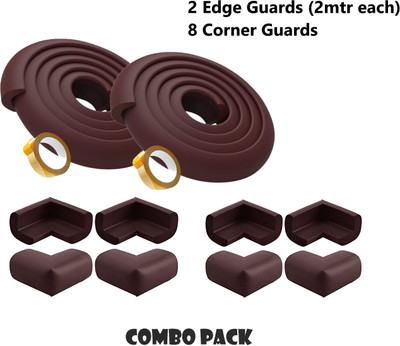 Giggli Baby Safety Edge & Corner Guard Set – 2 Edge Guards(2 Mtr Each)+ 8 Corner Guards(Brown)