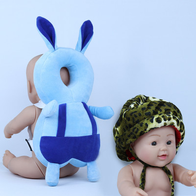DECRONICS Combo of Baby Infants Head,Back Protector & Safety Helmet with Straps (Set of 2)(Blue & Green)