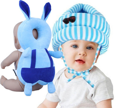 DECRONICS Baby Head & Back Protector and Safety Helmet with Straps for Toddler (Set of 2)(Blue, Sky Blue)