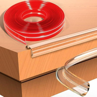 SHIPEASE 5-Meter Silicone Edge Protector Strip Adhesive Pre-Tape Corner for Furniture(Transpernt)