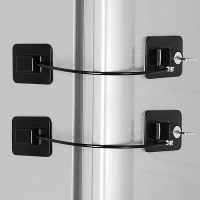 ECOBSY Safety Device Refrigerator Door Lock with Key and Adhesives ,Black, Pack of 2(BALCK)