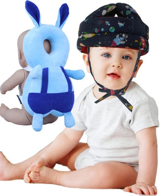 DECRONICS Combo of Baby Infants Head,Back Protector & Safety Helmet with Straps (Set of 2)(Blue, Navy Blue)
