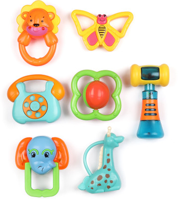 CloudTech Plastic Non Toxic, BPA Free, Set of 3 Rattles And Teethers for Babies Rattle 17 Rattle(Multicolor)