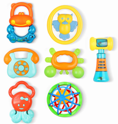CloudTech Plastic Non Toxic, BPA Free, Set of 3 Rattles And Teethers for Babies Rattle 13 Rattle(Multicolor)