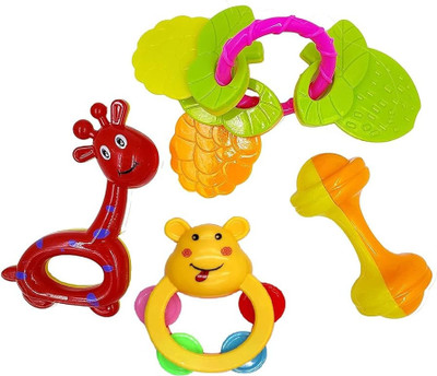 GAMLOID Rattles Teether for Babies 4 Pcs Colourful Lovely Attractive Rattles Toddlers Rattle(Multicolor)