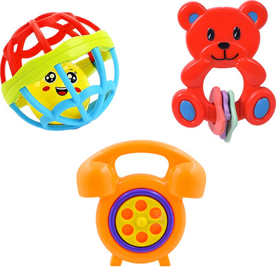 WISHKEY BPA Free Non-Toxic Shake & Grab Early Age Cute Colorful Rattle Toys for Infants Rattle(Multicolor)