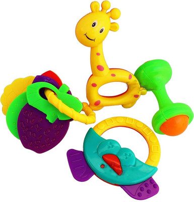 GAMLOID Colorful Attractive Plastic Non Toxic Set of 4 BPA Free for New Born Infants Rattle(Multicolor)