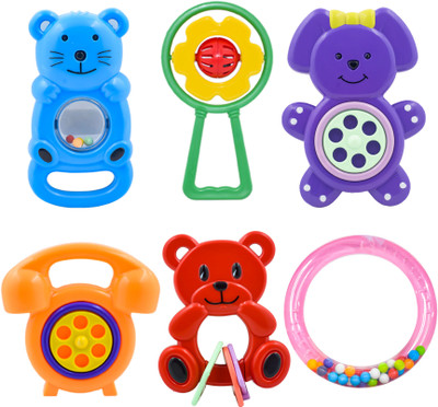 WISHKEY Plastic Non Toxic BPA Free Shake & Grab Rattles Toys for New Born Baby & Infants Rattle(Multicolor)