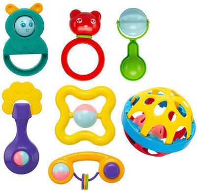 YUIOP - 7 Pcs Rattle Set (Combo 2) - Baby Toys - Attractive Colors - Baby Safe Rattle(Multicolor)