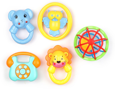 CloudTech Plastic Non Toxic, BPA Free, Set of 3 Rattles And Teethers for Babies Rattle 14 Rattle(Multicolor)