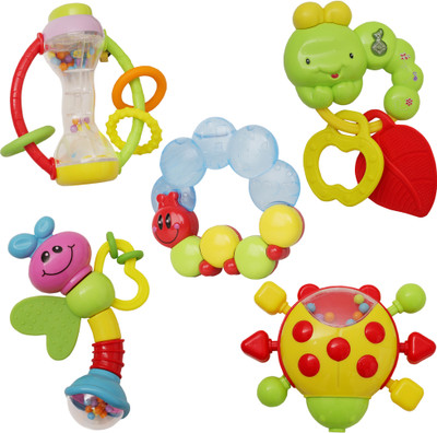 Baby Moo Premium Multicolour Set of 5 Musical Rattle Toys With Light Rattle(Multicolor)