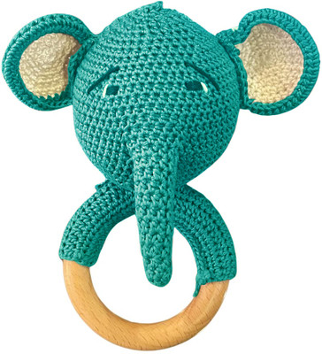 TOYPENTER Baby Rattle for Newborn,Crochet Elephant Rattle / Soft Toys for Newborns/Infants Rattle(Blue)