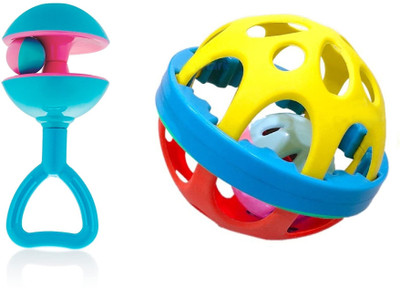 Enorme Jingle Rattle with Shake and Grab Soft Ball Rattle for Babies- Color May Vary Rattle(Multicolor)