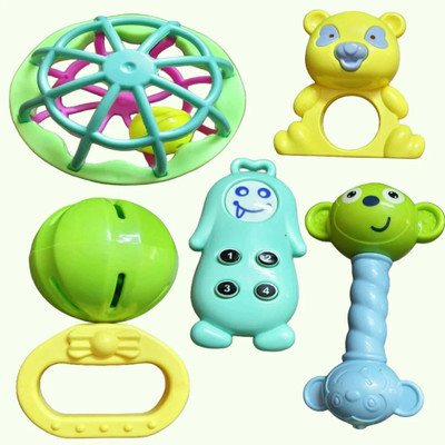 RAGVEE High Quality Non Toxic Baby Toys Rattle Set of 5-Pieces Rattle(Multicolor)
