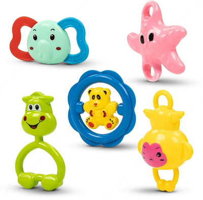 Nafhotoz Baby Rattle Toys Set With Teether For New Born Baby Non-Toxic 5 pcs Rattle(Red)