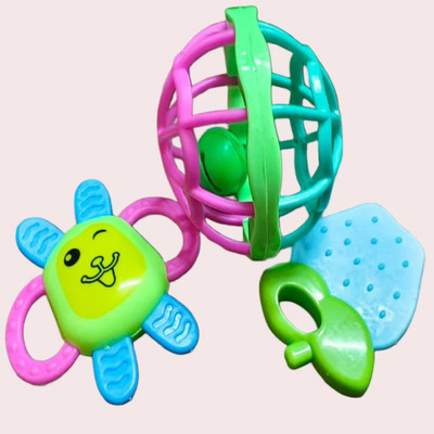 RAGVEE Rattle 3pcs Teethers for New Born Baby Toys RATTEL Rattle(Multicolor)